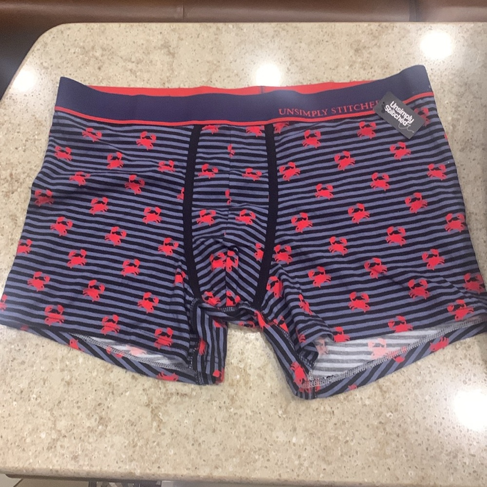 NWT Unsimply Stitched Striped Crab Print Trunk Underwear Size X-Large